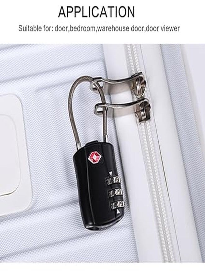 Eis Pad Lock Combination Cable Luggage Lock TSA Approved Travel Luggage Locks 3 Dial Combination Cable for Luggage, Bag, Hanging Wire Rope Zinc Alloy Number (Pack of 2) - Image 5